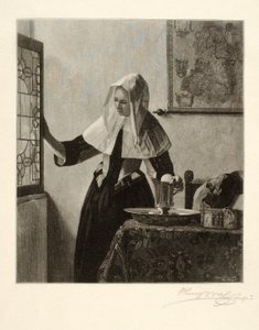 Mujer joven en una ventana de Henry Wolf