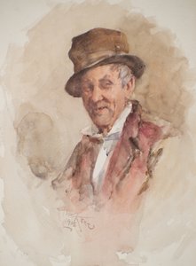 Retrato de un hombre con sombrero de copa (acuarela)