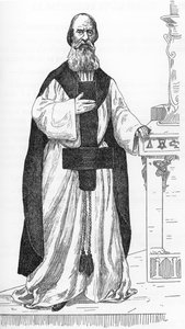 Retrato de Pierre Eugene Ventras (1807-1875) (Pierre-Michel-Elijah) obrero que finge ser la reencarnación del profeta Elie Dibujo de Henry de Malvost a partir de "Satanismo y magia" de Jules Bois 1895 Colección particular de Henry de Malvost