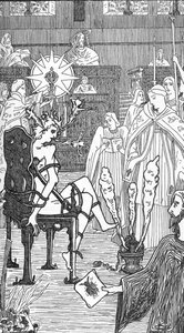 Representación de una ceremonia de exorcismo Dibujo de Henry de Malvost extraído de "Satanismo y magia" de Jules Bois 1895 Colección particular de Henry de Malvost