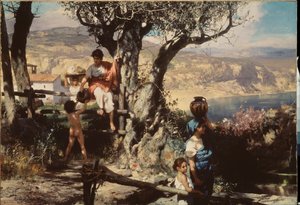 Roma antigua. En una villa. Pintura de Henryk Siemiradzki (1843-1902), óleo sobre lienzo. arte polaco