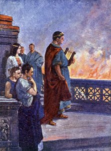 Nerón mirando cómo arde Roma