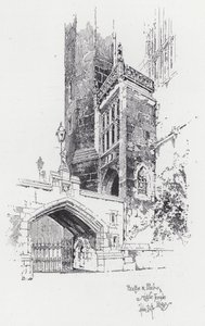 Puente y pórtico a la biblioteca del Middle Temple (grabado) de Herbert (after) Railton