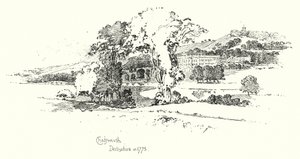 Chatsworth, Derbyshire, en 1775 de Herbert (after) Railton