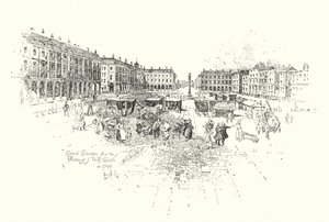 Covent Garden desde el Pórtico de la Iglesia de San Pablo, Londres, en 1749 de Herbert (after) Railton