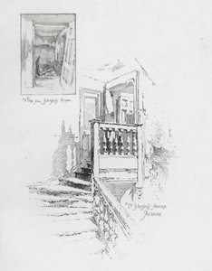 Habitación y escalera del escritor inglés Samuel Johnson, Pembroke College, Oxford de Herbert (after) Railton
