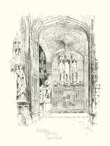 Bóveda de abanico en la nave sur de la capilla de Enrique VII (litografía) de Herbert (after) Railton