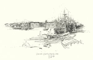 Hospital de Greenwich y embarcaciones, en 1749 de Herbert (after) Railton