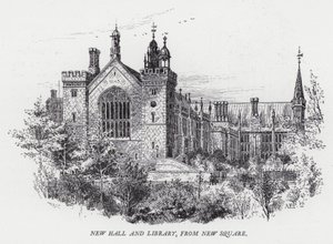 New Hall y Biblioteca, desde New Square (grabado) de Herbert (after) Railton