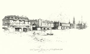 Puente de Londres antiguo, desde la Iglesia de St Olave de Herbert (after) Railton
