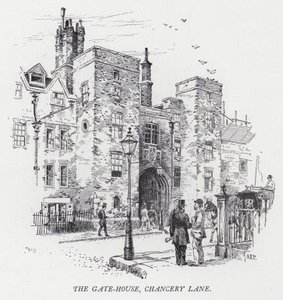 La Casa de la Puerta, Chancery Lane (grabado) de Herbert (after) Railton
