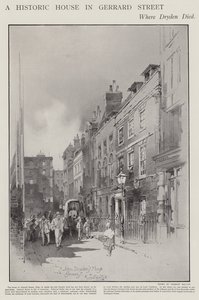 La casa en Gerrard Street, Londres, donde murió el poeta John Dryden en 1700 de Herbert (after) Railton