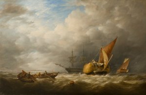 Barcazas de heno en el estuario del Támesis de Herbert Alfred Bone