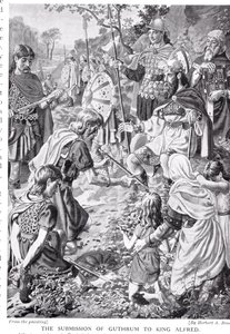 La sumisión de Guthrum al Rey Alfredo, ilustración de 