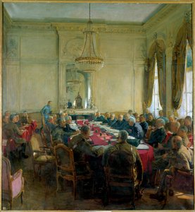 Primera Guerra Mundial (1914-1918): "Una reunión del Consejo Superior en el Palacio de Trianon en Versalles en julio de 1918" de Herbert Arnould Olivier