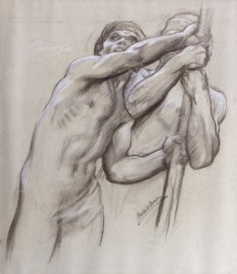 El remo de dirección, estudio para "El vellocino de oro de Herbert James Draper