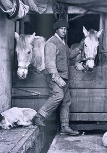 Capitán Oates y dos de los ponis en el Terra Nova, de 