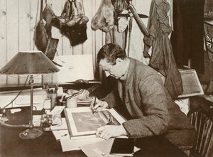 Dr. Wilson Trabajando en el Boceto que se Da en P. 258, 1911, 1913 de Herbert Ponting