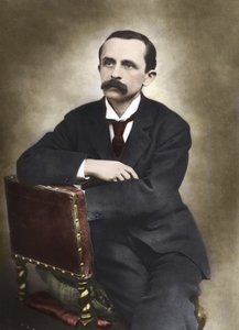 Retrato de J.M. Barrie fotografiado por Barraud en 1893 - James Matthew Barrie (1860-1937), escritor escocés, creador de Peter Pan - Fotografía coloreada. de Herbert Rose Barraud