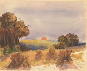 Un Campo de Maíz al Atardecer de Hercules Brabazon Brabazon