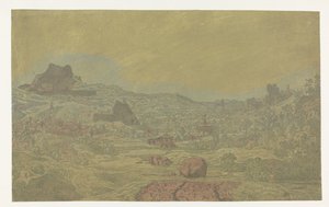 Valle con un río y un pueblo con cuatro torres de Hercules Segers