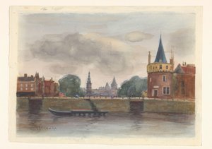 Vista de la Schreierstoren en Ámsterdam de Herman Eduard Knaake (signed by artist)