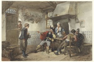 Unos hombres y un soldado en una posada de Herman Frederik Carel ten Kate