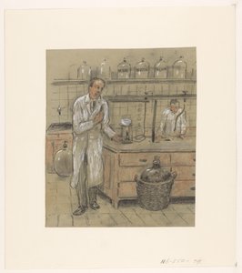 Dos hombres en un laboratorio. de Herman Heijenbrock (possibly)