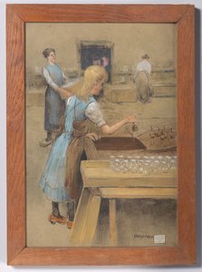 Sumergir vasos en un baño de asfalto