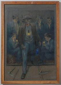 Los mineros dejan una jaula de pozo de Herman Heijenbrock