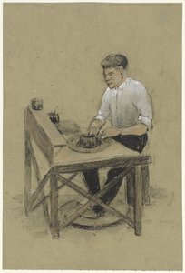 Potter en su mesa giratoria de Herman Heijenbrock