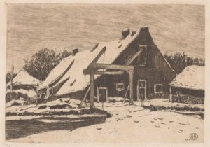 Granja con puente levadizo de Herman Heuff (signed by artist)