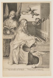 Santa Cecilia tocando el órgano con dos ángeles de Herman Jansz. Muller