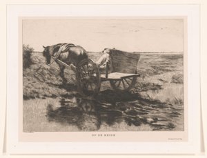 carro de caballos en el páramo En el páramo (título sobre el objeto) de Herman Johannes van der Weele