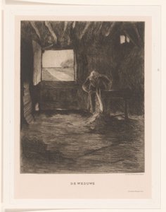 mujer en un granero La viuda (título sobre el objeto) de Herman Johannes van der Weele