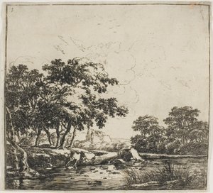 El río en el bosque, lámina tres del Conjunto de paisajes de Herman Naijwincx