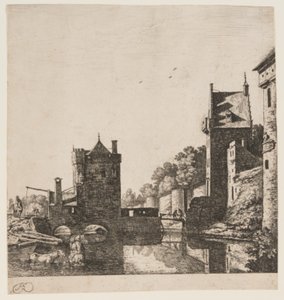 El puerto de Wittevrouwen en Utrecht de Herman Saftleven
