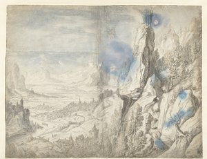 Un vasto paisaje con la tentación de Cristo de Herman Saftleven