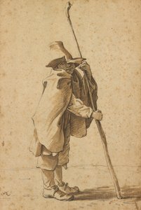 Un joven pastor apoyado en su "Houlette" de Herman Saftleven the Younger