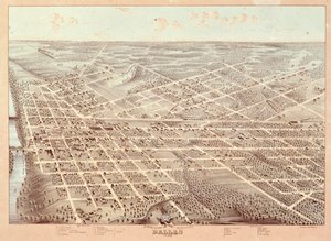 Mapa de calles de Dallas, Texas, 1872