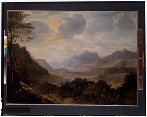 Un extenso paisaje renano de Herman the Younger Saftleven
