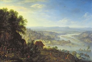 El valle del Rin cerca de Erbach en Rheingau de Herman the Younger Saftleven