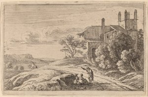 Edificio con torre cuadrada de Herman van Swanevelt
