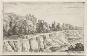 Diverse Views in and around Rome:  St. Adriano in Via Flaminia de Herman van Swanevelt