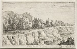 Diversas vistas en y alrededor de Roma: San Adriano en Via Flaminia, 1653 de Herman van Swanevelt