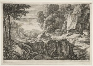 Cuatro Paisajes: La Pequeña Cascada de Herman van Swanevelt