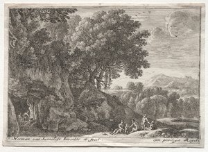 paisaje con sátiros de Herman van Swanevelt
