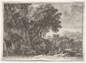 Paisaje con sátiros de Herman van Swanevelt