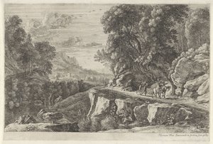 Paisaje con dos jinetes Cuatro paisajes fluviales (título de la serie) de Herman van Swanevelt