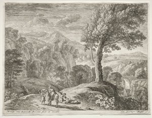 El gran árbol y la cascada, c. 1652-1654 de Herman van Swanevelt